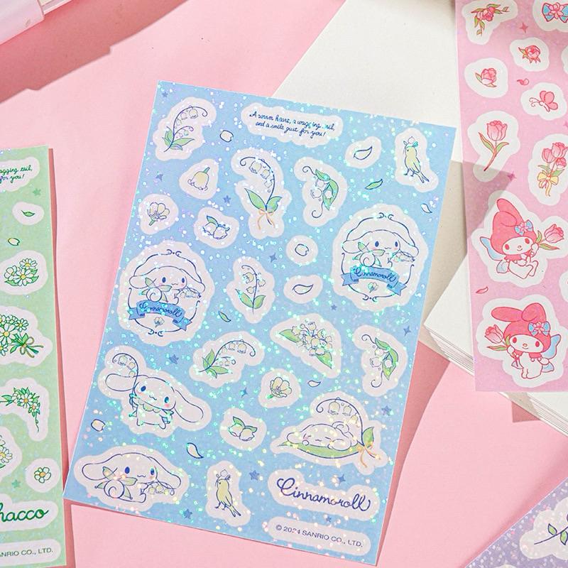 【台灣現貨🎁J&E比選物店】 正版 三麗鷗 掛件 手帳貼 裝飾貼紙 貼紙 魔法花園 庫洛米 大耳狗 吊飾-細節圖6