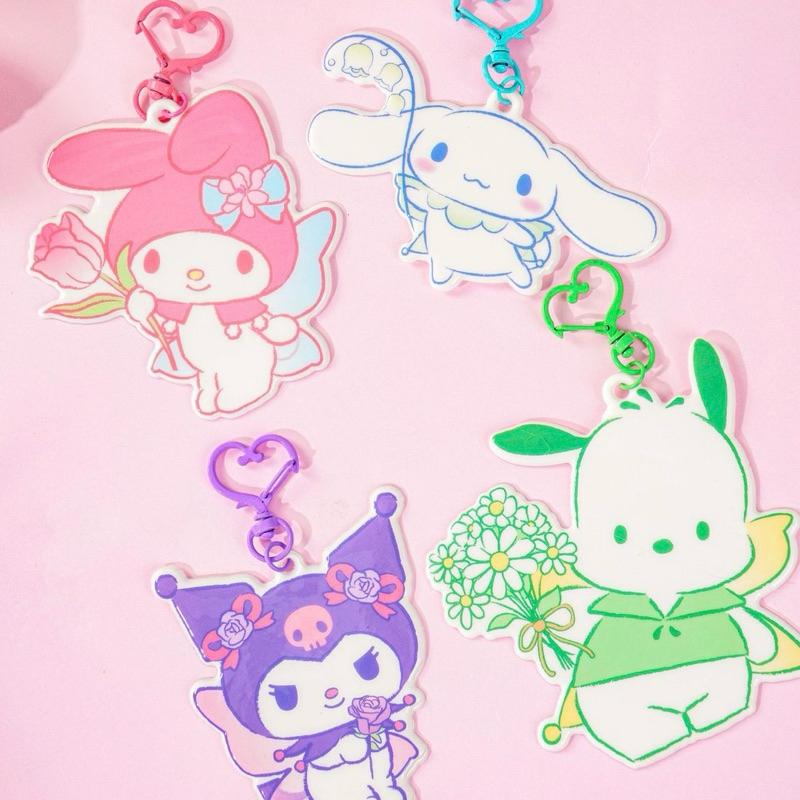 【台灣現貨🎁J&E比選物店】 正版 三麗鷗 掛件 手帳貼 裝飾貼紙 貼紙 魔法花園 庫洛米 大耳狗 吊飾-細節圖9