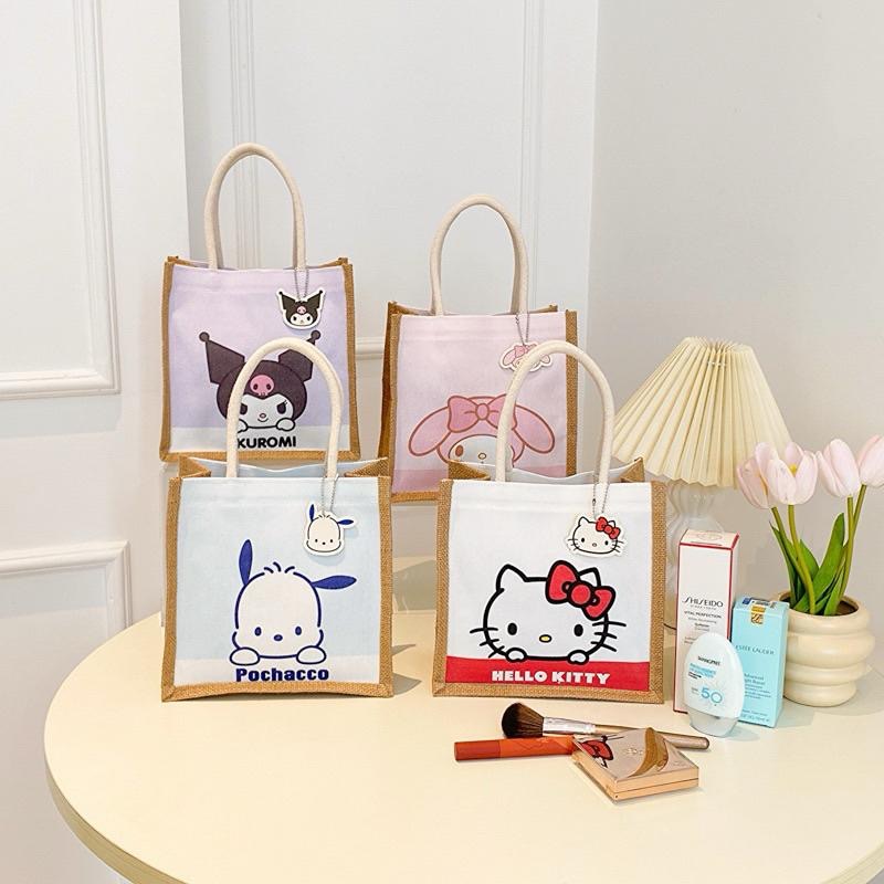 【台灣現貨🎁J&E比選物店】 正版 三麗鷗 手提袋 麻布袋 麻布手提袋 手拎包 便當袋 庫洛米-細節圖2
