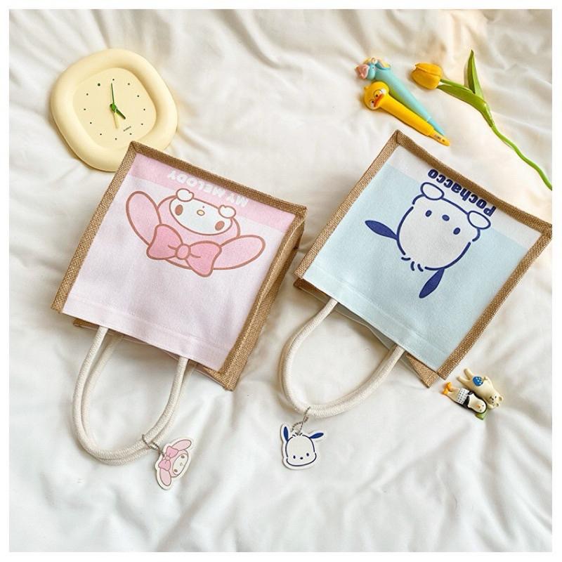 【台灣現貨🎁J&E比選物店】 正版 三麗鷗 手提袋 麻布袋 麻布手提袋 手拎包 便當袋 庫洛米-細節圖4