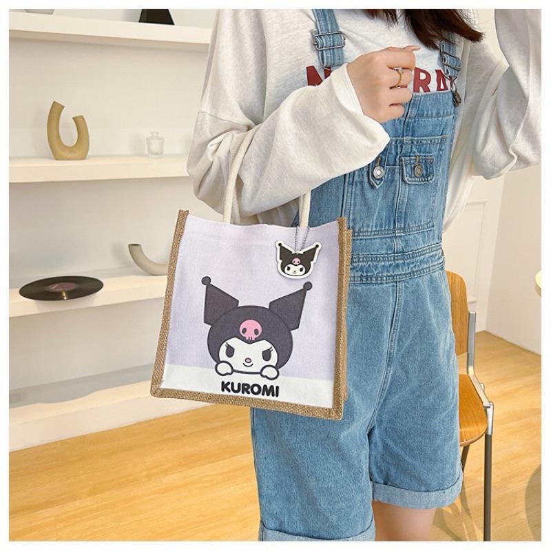 【台灣現貨🎁J&E比選物店】 正版 三麗鷗 手提袋 麻布袋 麻布手提袋 手拎包 便當袋 庫洛米-細節圖7
