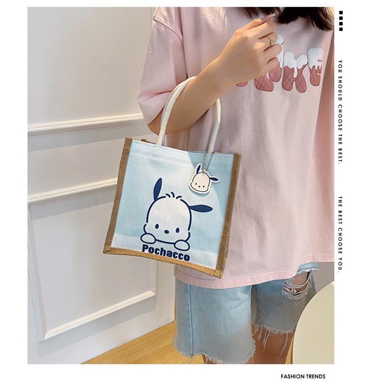 【台灣現貨🎁J&E比選物店】 正版 三麗鷗 手提袋 麻布袋 麻布手提袋 手拎包 便當袋 庫洛米-細節圖8