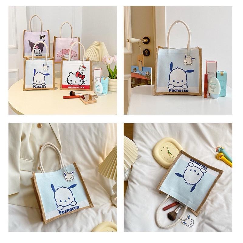 【台灣現貨🎁J&E比選物店】 正版 三麗鷗 手提袋 麻布袋 麻布手提袋 手拎包 便當袋 庫洛米-細節圖9