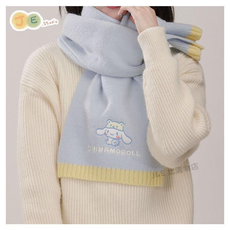 【台灣現貨🎁J&E比選物店】正版 三麗鷗 圍巾 針織 加厚 成人款 韓系 時尚 爆款 冬天 聖誕節 保暖 披肩-細節圖3