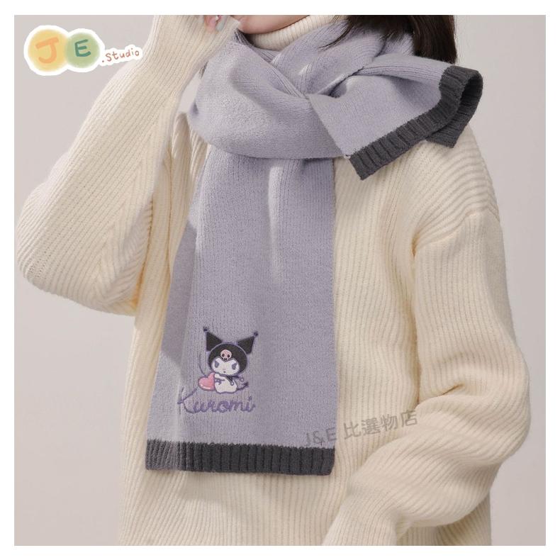 【台灣現貨🎁J&E比選物店】正版 三麗鷗 圍巾 針織 加厚 成人款 韓系 時尚 爆款 冬天 聖誕節 保暖 披肩-細節圖4