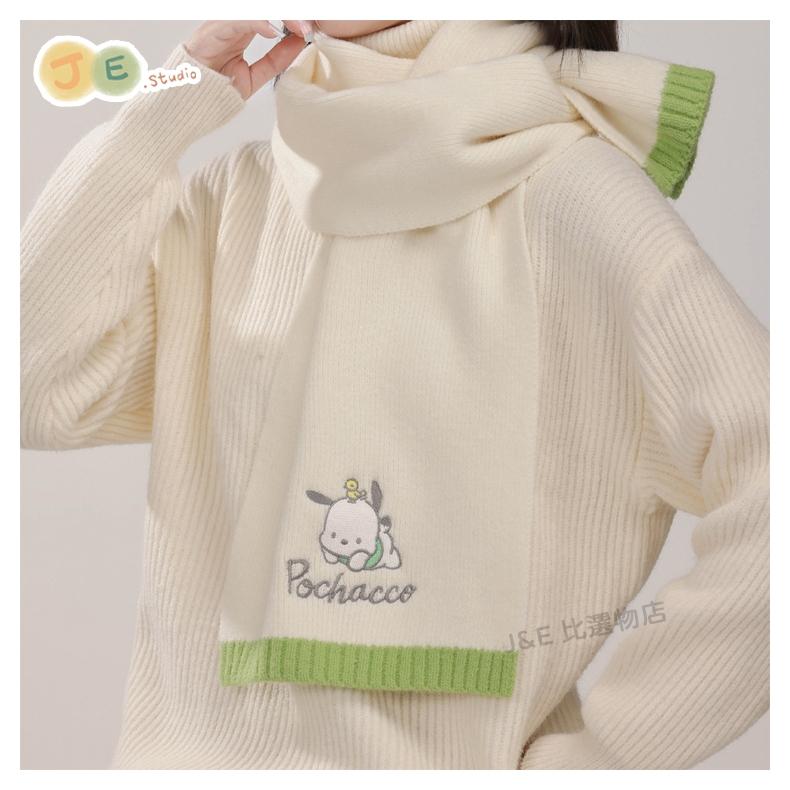 【台灣現貨🎁J&E比選物店】正版 三麗鷗 圍巾 針織 加厚 成人款 韓系 時尚 爆款 冬天 聖誕節 保暖 披肩-細節圖5