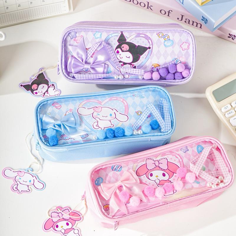 【台灣現貨🎁J&E比選物店】正版 三麗鷗 DIY 鉛筆盒 超大容量 DIY裝飾 筆袋 筆盒 文具 收納 學校用品-細節圖5