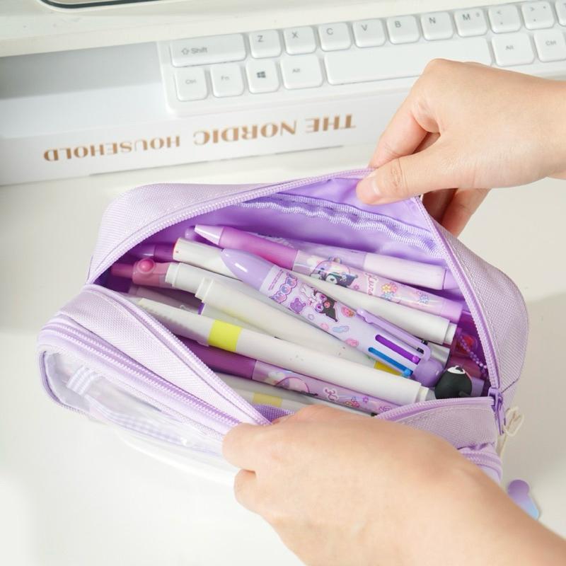 【台灣現貨🎁J&E比選物店】正版 三麗鷗 DIY 鉛筆盒 超大容量 DIY裝飾 筆袋 筆盒 文具 收納 學校用品-細節圖7