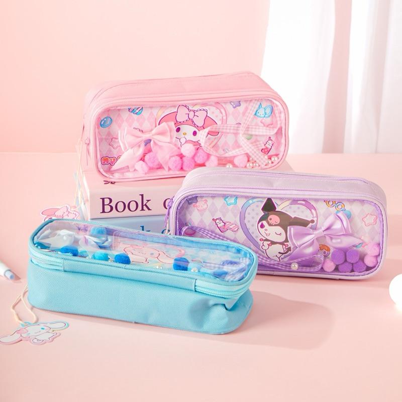 【台灣現貨🎁J&E比選物店】正版 三麗鷗 DIY 鉛筆盒 超大容量 DIY裝飾 筆袋 筆盒 文具 收納 學校用品-細節圖8