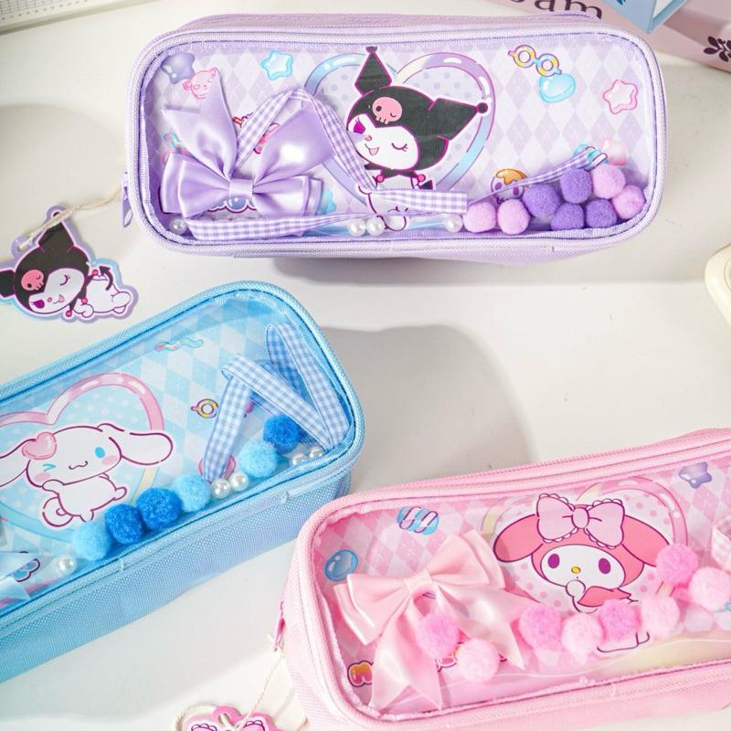 【台灣現貨🎁J&E比選物店】正版 三麗鷗 DIY 鉛筆盒 超大容量 DIY裝飾 筆袋 筆盒 文具 收納 學校用品-細節圖9