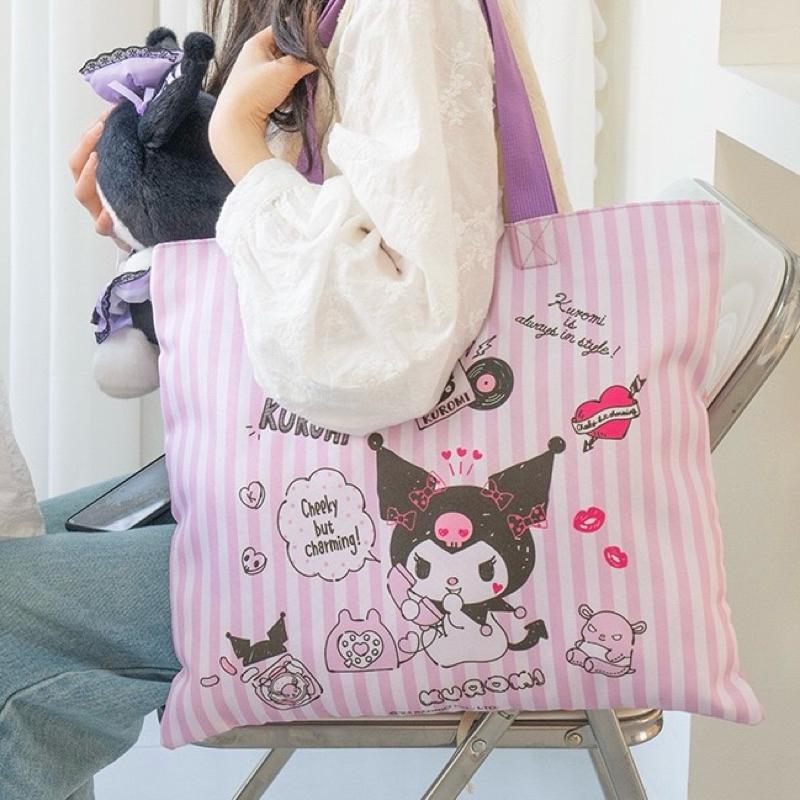 【台灣現貨🎁J&E比選物店】正版 三麗鷗 帆布袋 單肩包 帆布包 購物袋 側背包 外出袋 收納袋 庫洛米-細節圖4