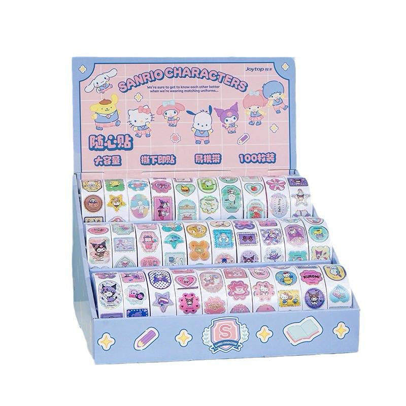 【台灣現貨🎁J&E比選物店】正版 三麗鷗 100枚 雷射貼 隨手貼 封口貼 手帳貼 閃閃貼 貼紙 膠帶型貼紙-細節圖2