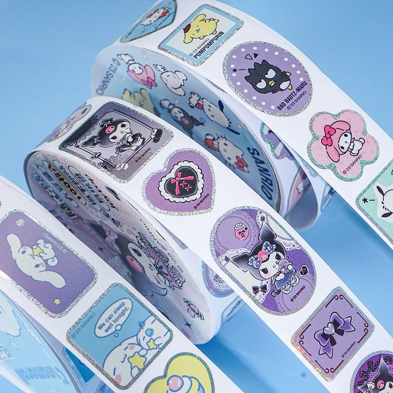 【台灣現貨🎁J&E比選物店】正版 三麗鷗 100枚 雷射貼 隨手貼 封口貼 手帳貼 閃閃貼 貼紙 膠帶型貼紙-細節圖3