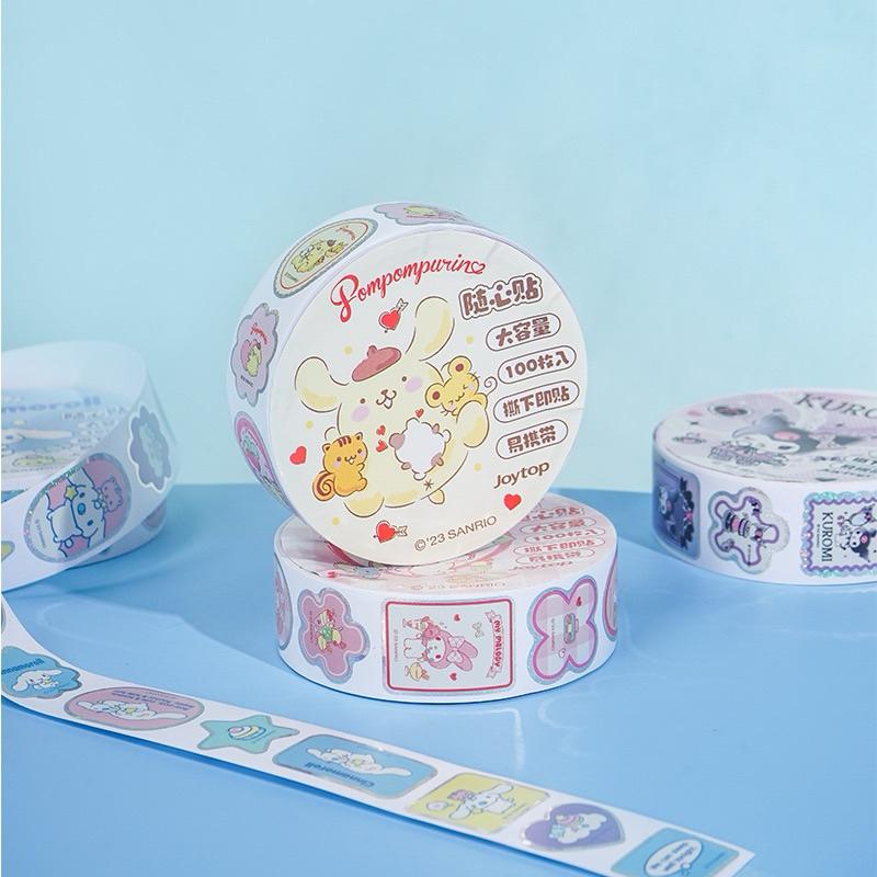 【台灣現貨🎁J&E比選物店】正版 三麗鷗 100枚 雷射貼 隨手貼 封口貼 手帳貼 閃閃貼 貼紙 膠帶型貼紙-細節圖4