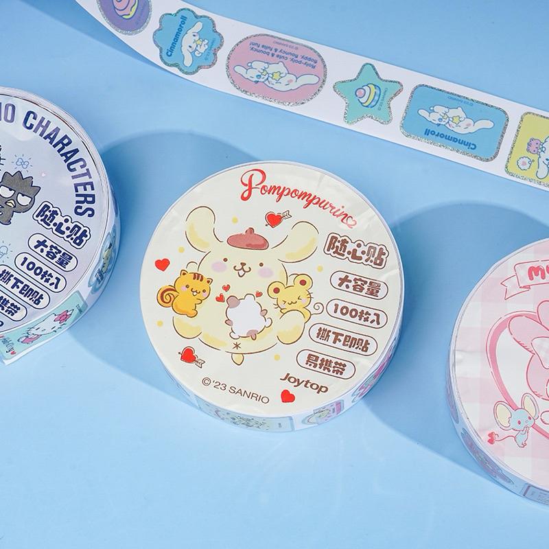 【台灣現貨🎁J&E比選物店】正版 三麗鷗 100枚 雷射貼 隨手貼 封口貼 手帳貼 閃閃貼 貼紙 膠帶型貼紙-細節圖8