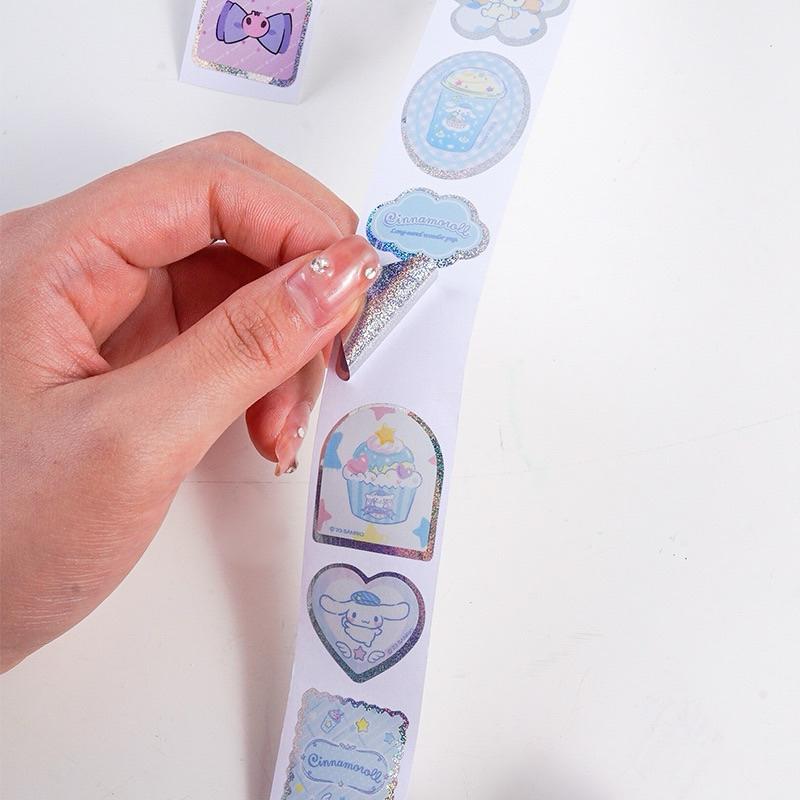 【台灣現貨🎁J&E比選物店】正版 三麗鷗 100枚 雷射貼 隨手貼 封口貼 手帳貼 閃閃貼 貼紙 膠帶型貼紙-細節圖9