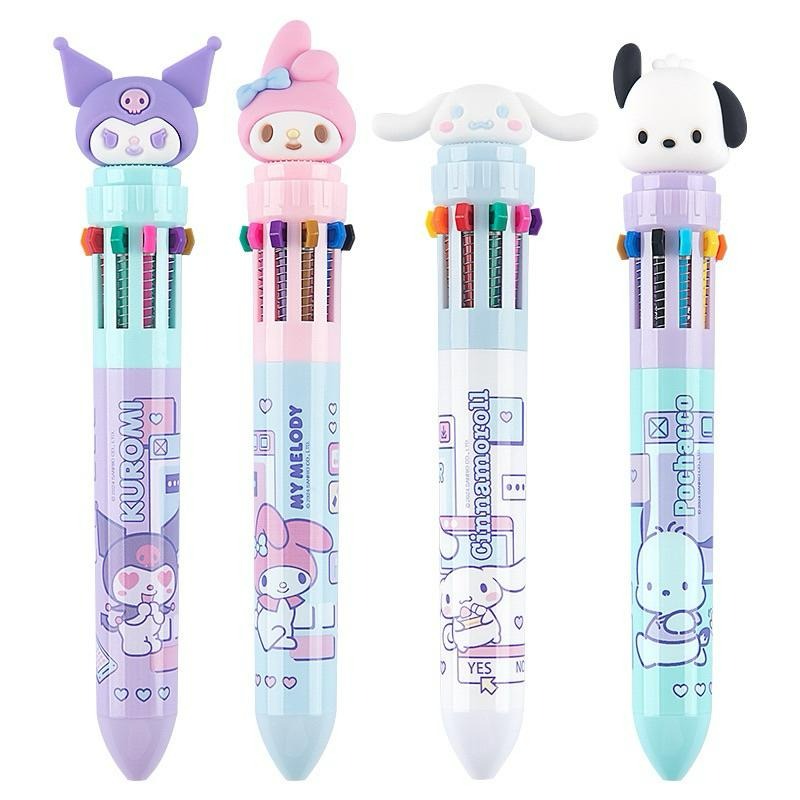 【台灣現貨🎁J&E比選物店】正版 三麗鷗 十色 10色 原子筆 圓珠筆 手帳 塗鴉 文具 筆-細節圖2