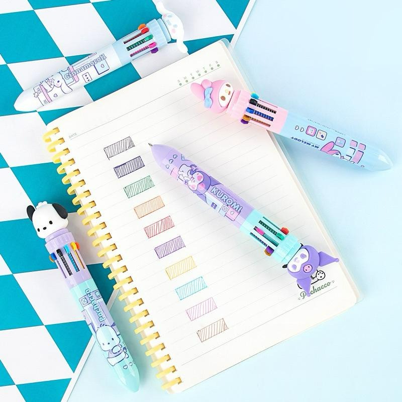 【台灣現貨🎁J&E比選物店】正版 三麗鷗 十色 10色 原子筆 圓珠筆 手帳 塗鴉 文具 筆-細節圖4