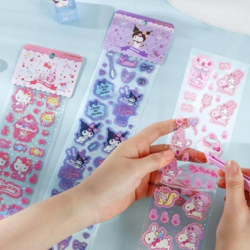 【台灣現貨🎁J&E比選物店】正版 三麗鷗 長條貼紙 甜品派對 日韓 可愛卡通 手帳貼 裝飾貼-細節圖8