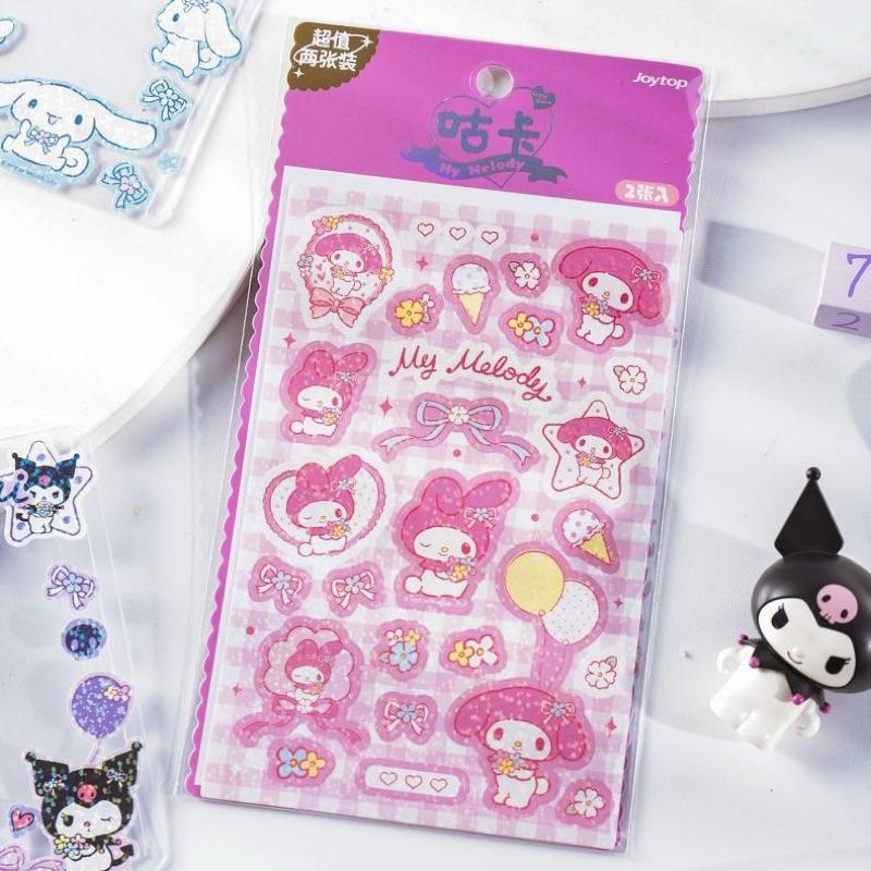 【台灣現貨🎁J&E比選物店】正版 三麗鷗 兩片裝 貼紙 裝飾貼紙 咕卡貼紙 庫洛米 大耳狗 美樂蒂 帕恰狗-細節圖9