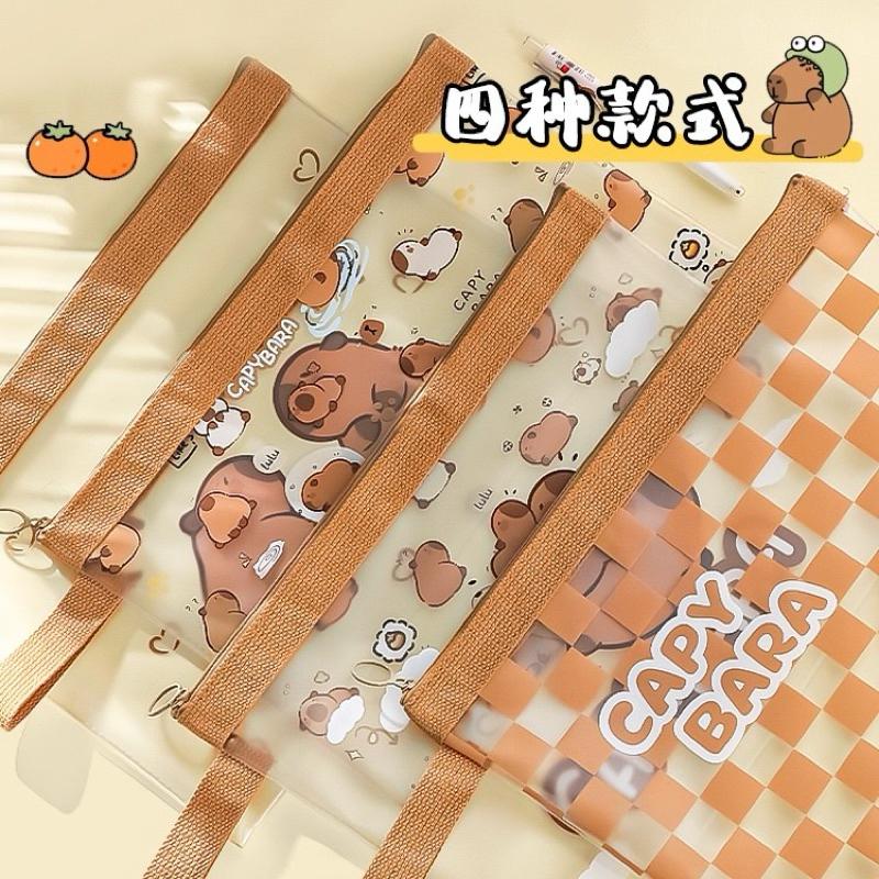 【台灣現貨🎁J&E比選物店】卡皮巴拉 A4 防水 透明 收納袋 文件袋 文件夾 資料袋 資料夾 水豚-細節圖3
