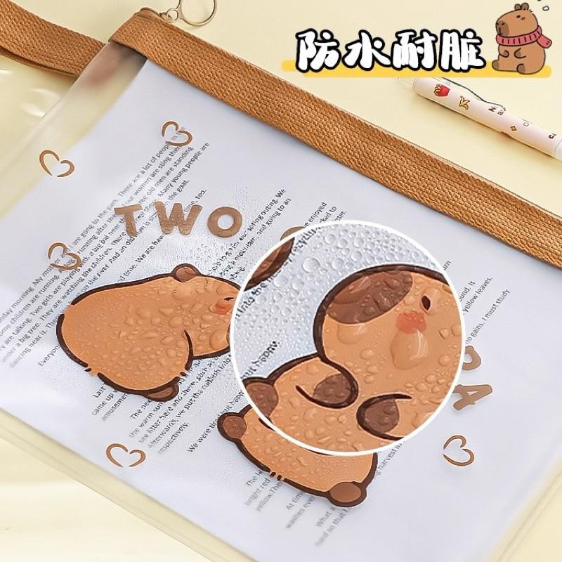 【台灣現貨🎁J&E比選物店】卡皮巴拉 A4 防水 透明 收納袋 文件袋 文件夾 資料袋 資料夾 水豚-細節圖6