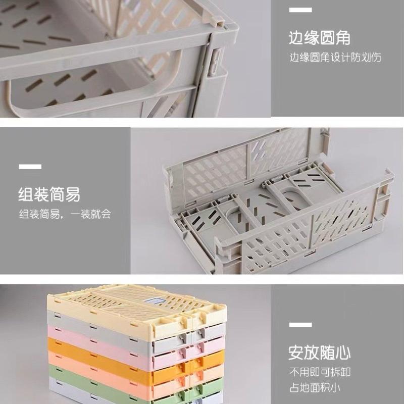 【台灣現貨🎁J&E比選物店】 馬卡龍色系 桌面 收納籃 收納框 桌面收納 折疊收納籃 折疊收納箱 收納-細節圖8
