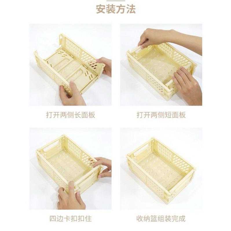 【台灣現貨🎁J&E比選物店】 馬卡龍色系 桌面 收納籃 收納框 桌面收納 折疊收納籃 折疊收納箱 收納-細節圖9