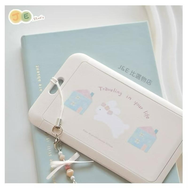 【台灣現貨🎁J&E比選物店】 贈電話掛繩 文青 證件套 證件夾套 識別證 悠遊卡 一卡通 鑰匙鏈 鑰匙扣 卡套-細節圖3