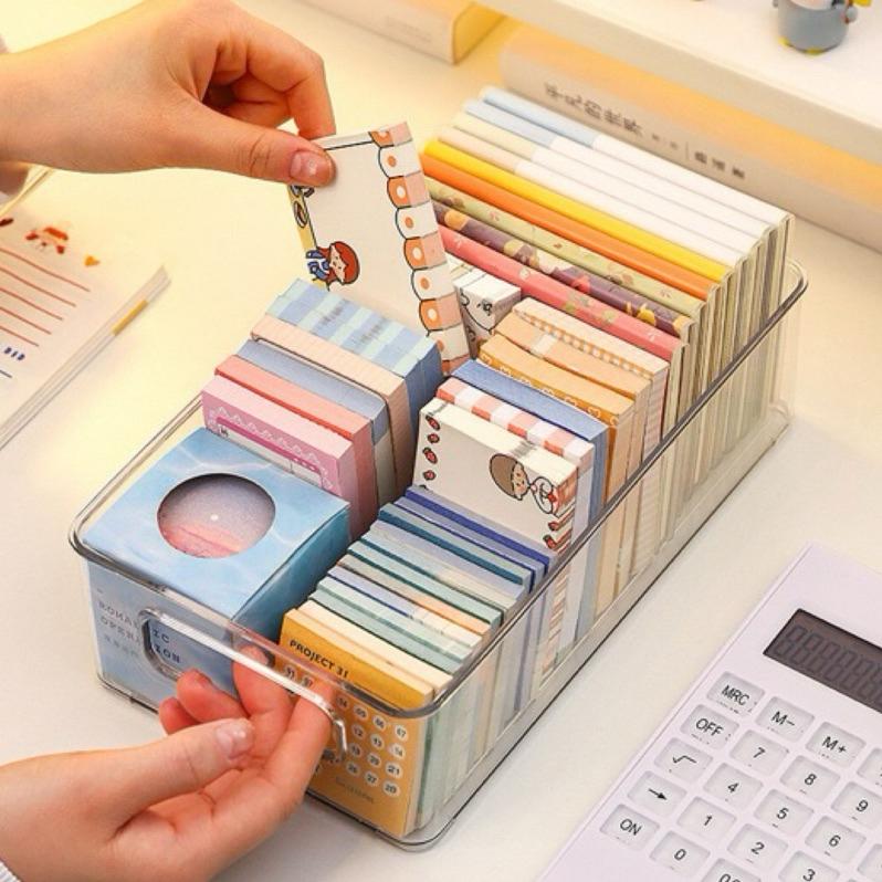 【台灣現貨🎁J&E比選物店】日式 透明壓克力 收納盒 便條紙收納 收納 盒子 便利貼 便籤收納 整理盒-細節圖5