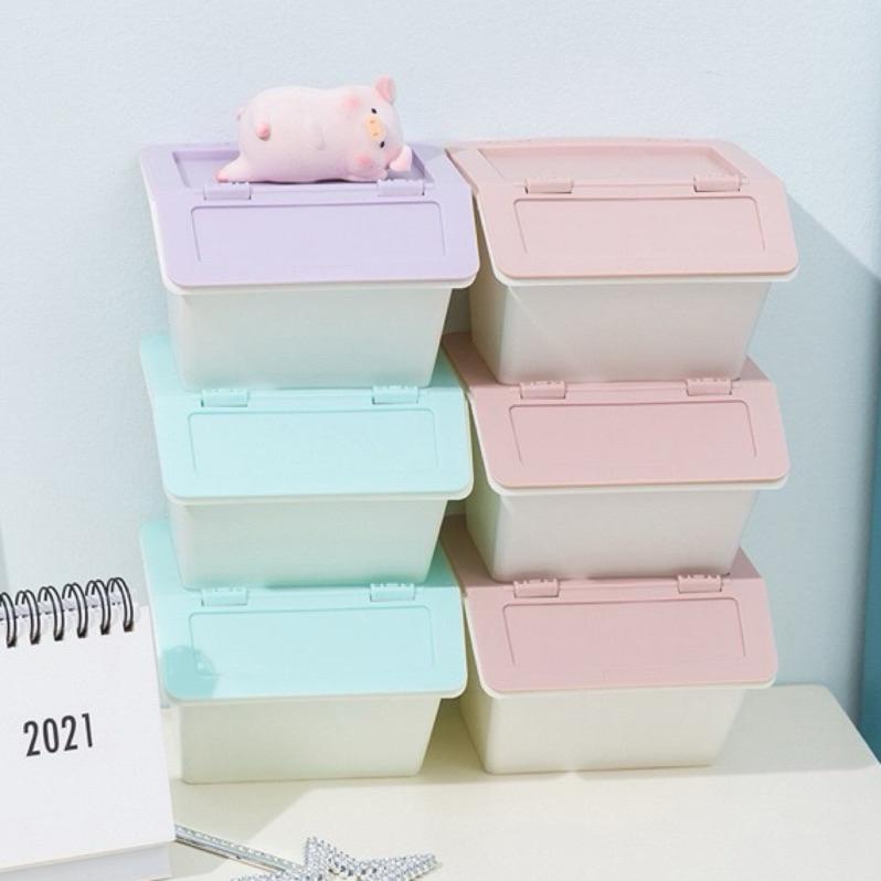 【台灣現貨🎁J&E比選物店】桌上型 斜口 掀蓋收納盒 可堆疊 收納盒 收納箱 飾品收納 桌上收納 桌上收納盒-細節圖4