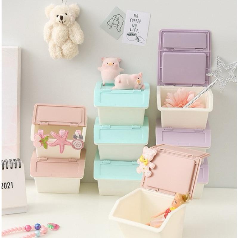 【台灣現貨🎁J&E比選物店】桌上型 斜口 掀蓋收納盒 可堆疊 收納盒 收納箱 飾品收納 桌上收納 桌上收納盒-細節圖6