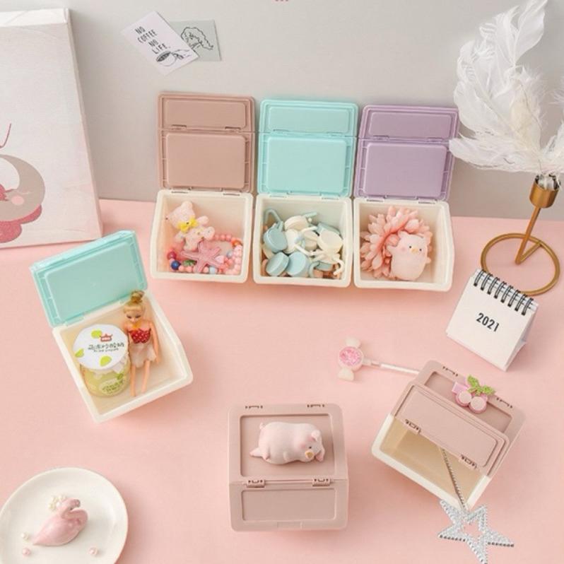 【台灣現貨🎁J&E比選物店】桌上型 斜口 掀蓋收納盒 可堆疊 收納盒 收納箱 飾品收納 桌上收納 桌上收納盒-細節圖7