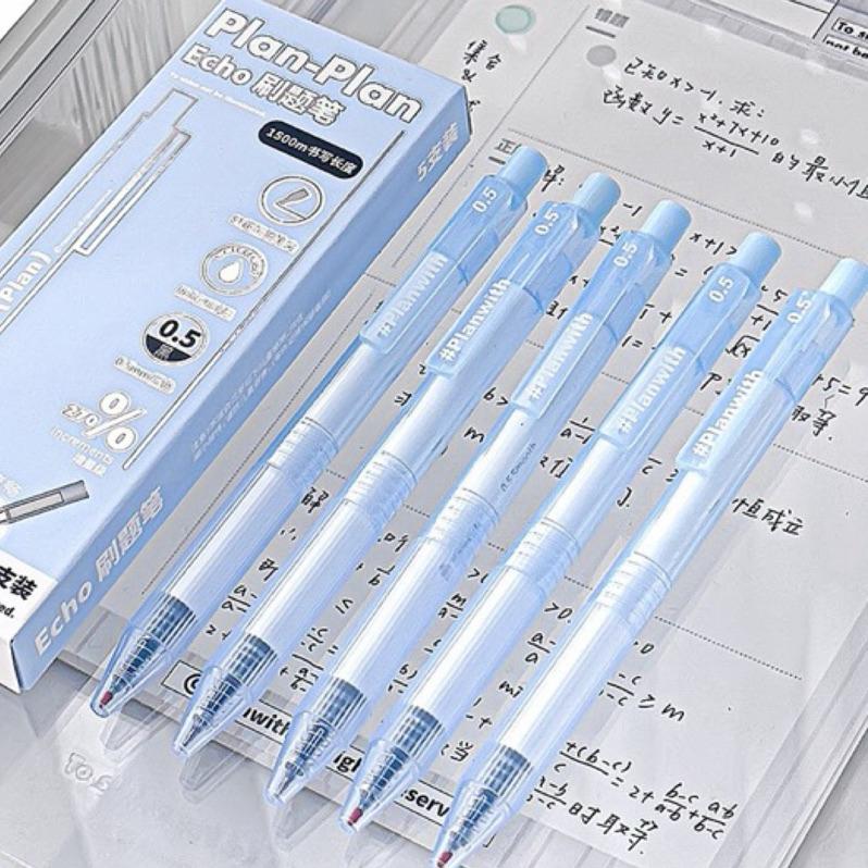 【台灣現貨🎁J&E比選物店】Planwith刷題筆 墨水增量 原子筆 5入 按動 中性筆-細節圖3
