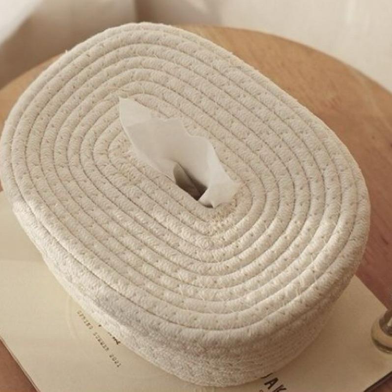 【台灣現貨🎁J&E比選物店】 棉線 手工編織 面紙盒 衛生紙收納-細節圖3