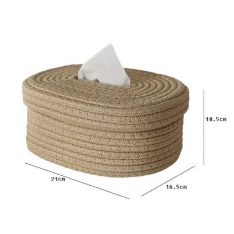 【台灣現貨🎁J&E比選物店】 棉線 手工編織 面紙盒 衛生紙收納-細節圖6