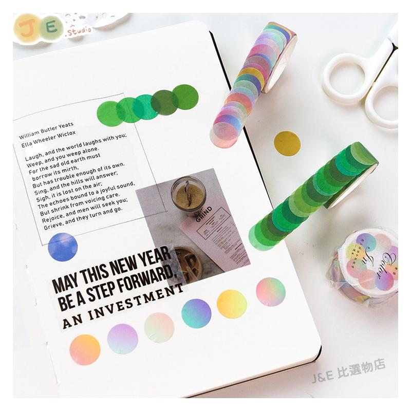 【台灣現貨🎁J&E比選物店】 和紙 拼貼 紙膠帶 圓點 漸層 手帳 膠帶 標籤 貼紙-細節圖3