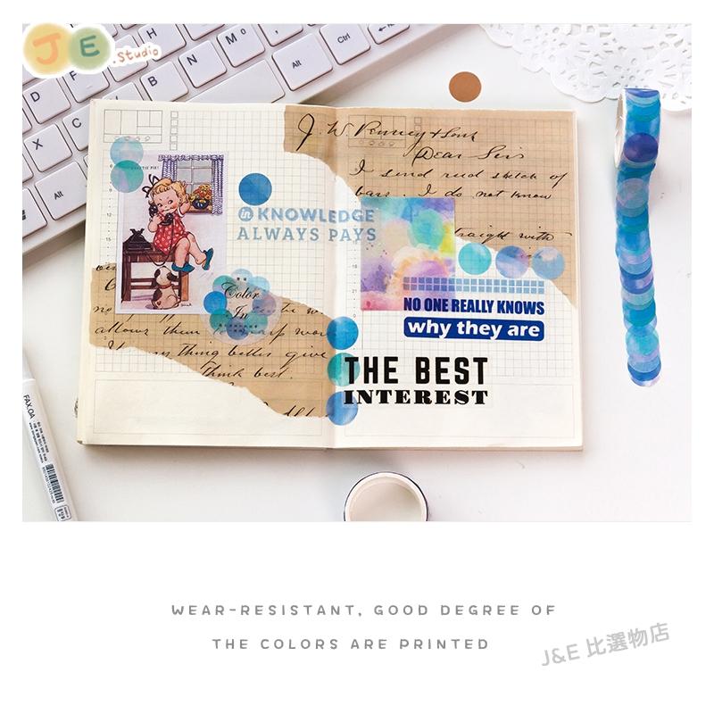 【台灣現貨🎁J&E比選物店】 和紙 拼貼 紙膠帶 圓點 漸層 手帳 膠帶 標籤 貼紙-細節圖5
