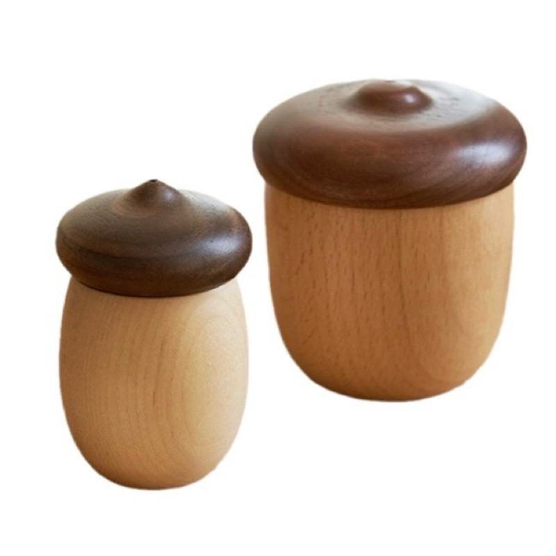 【台灣現貨🎁J&E比選物店】 橡果造型 實木 牙籤筒 棉花棒筒 牙籤盒 棉花棒 茶葉 收納-細節圖2