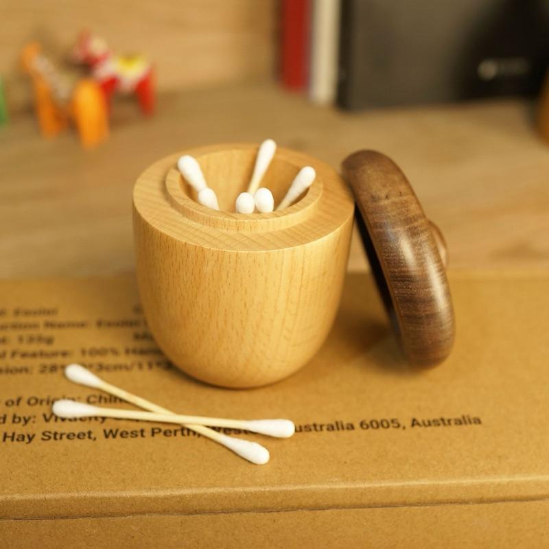 【台灣現貨🎁J&E比選物店】 橡果造型 實木 牙籤筒 棉花棒筒 牙籤盒 棉花棒 茶葉 收納-細節圖4