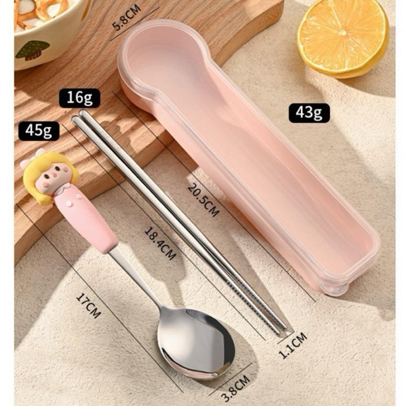 【台灣現貨🎁J&E比選物店】 可愛女孩 餐具組 個人餐具 環保餐具 餐具-細節圖5