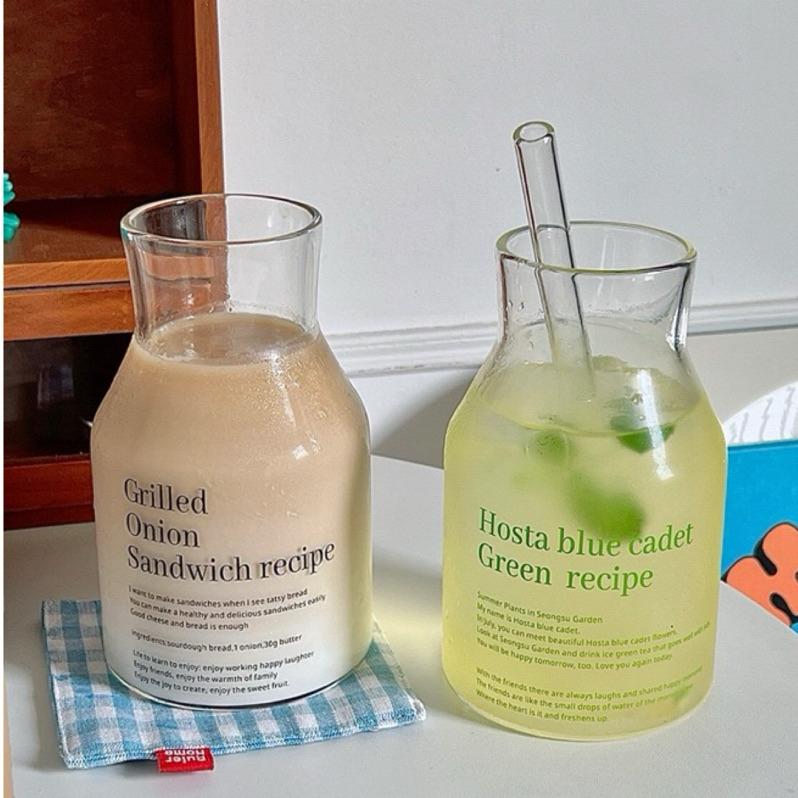 【台灣現貨🎁J&E比選物店】 贈送吸管 簡約字母 玻璃杯 咖啡杯 水杯 牛奶杯 玻璃瓶 杯子-細節圖6