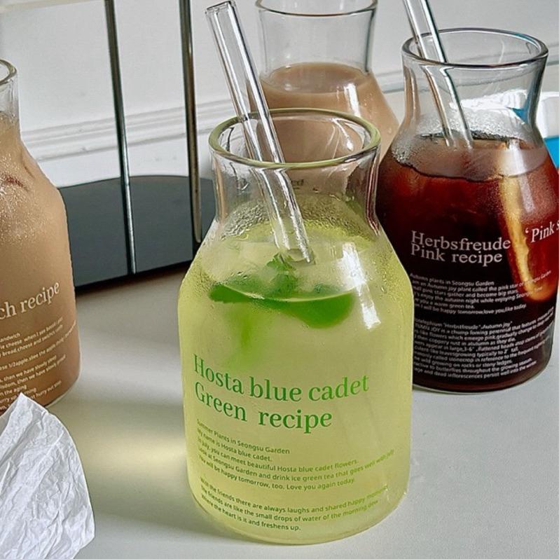 【台灣現貨🎁J&E比選物店】 贈送吸管 簡約字母 玻璃杯 咖啡杯 水杯 牛奶杯 玻璃瓶 杯子-細節圖7