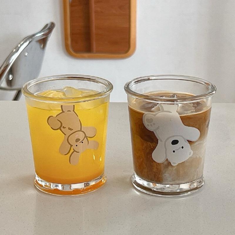 【台灣現貨🎁J&E比選物店】 卡通狗 北極熊 玻璃杯 水杯 咖啡杯 杯子 萌寵-細節圖3
