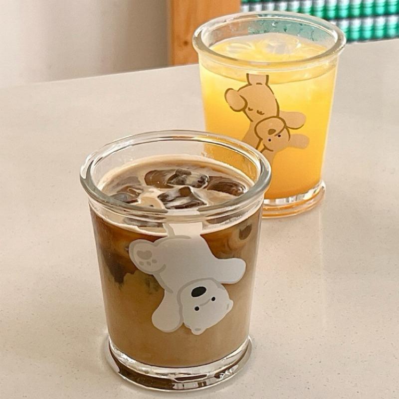 【台灣現貨🎁J&E比選物店】 卡通狗 北極熊 玻璃杯 水杯 咖啡杯 杯子 萌寵-細節圖5