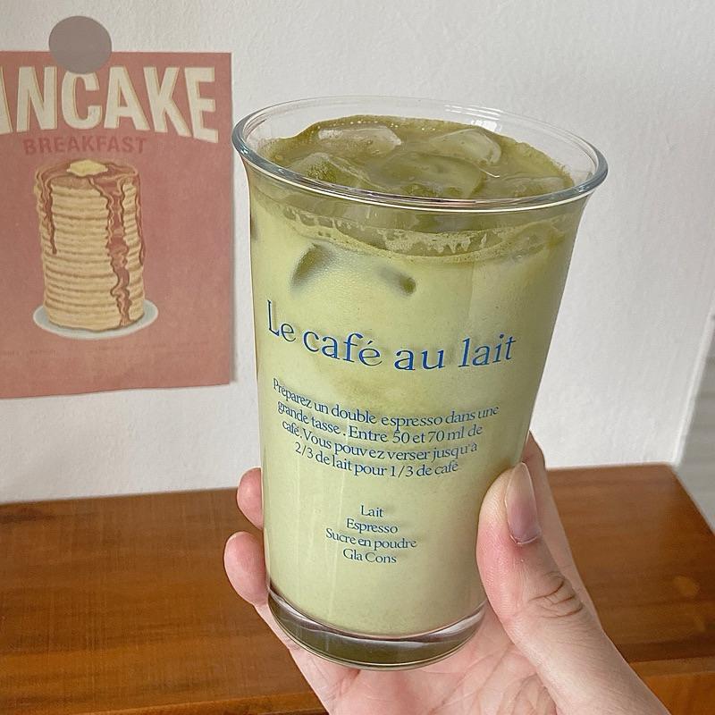 【台灣現貨🎁J&E比選物店】拿鐵杯 咖啡 玻璃杯 水杯 早餐 下午茶 翻口杯 杯子-細節圖5