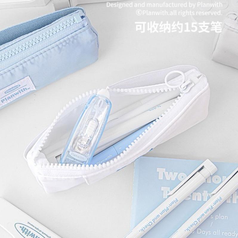 【台灣現貨🎁J&E比選物店】 Planwith 讀書 筆袋 鉛筆盒 綁帶 書籤 筆插 大容量 文青 簡約 無印風-細節圖5