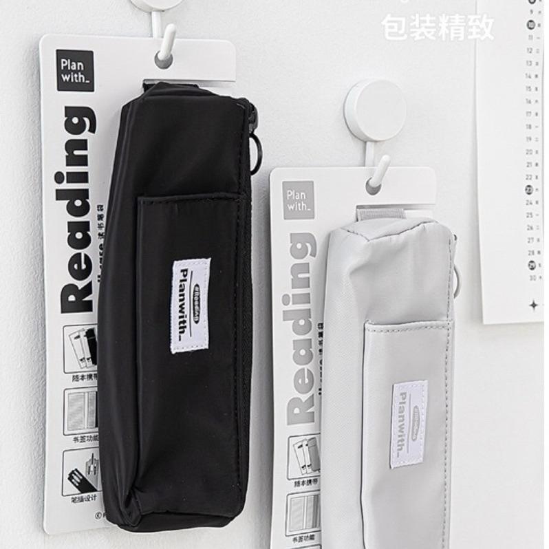 【台灣現貨🎁J&E比選物店】 Planwith 讀書 筆袋 鉛筆盒 綁帶 書籤 筆插 大容量 文青 簡約 無印風-細節圖8
