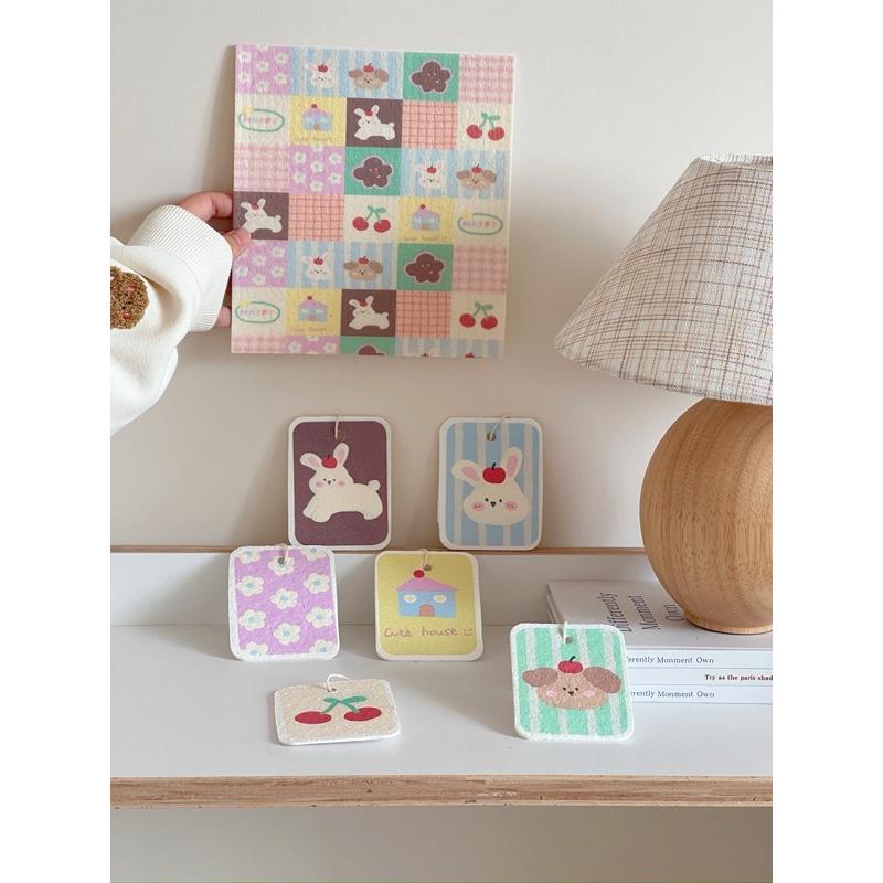 【台灣現貨🎁J&E比選物店】天然木漿棉 菜瓜布 方形 可愛動物 水果 洗完神器 廚房 海綿-細節圖4