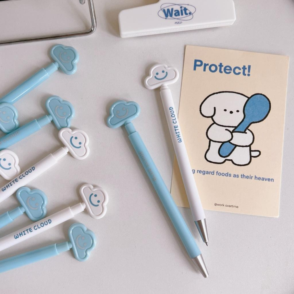 【台灣現貨🎁J&E比選物店】 雲朵 按動原子筆 中性筆 黑筆 刷题筆 簡約原子筆 甜美 可愛 原子筆 文具 筆-細節圖2